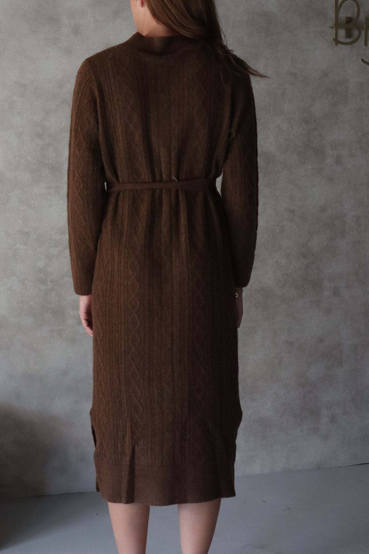 Knit dress brown SL - Bij Keesje