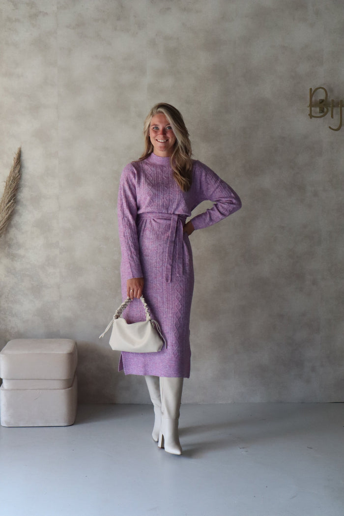 Knit dress lilac SL - Bij Keesje