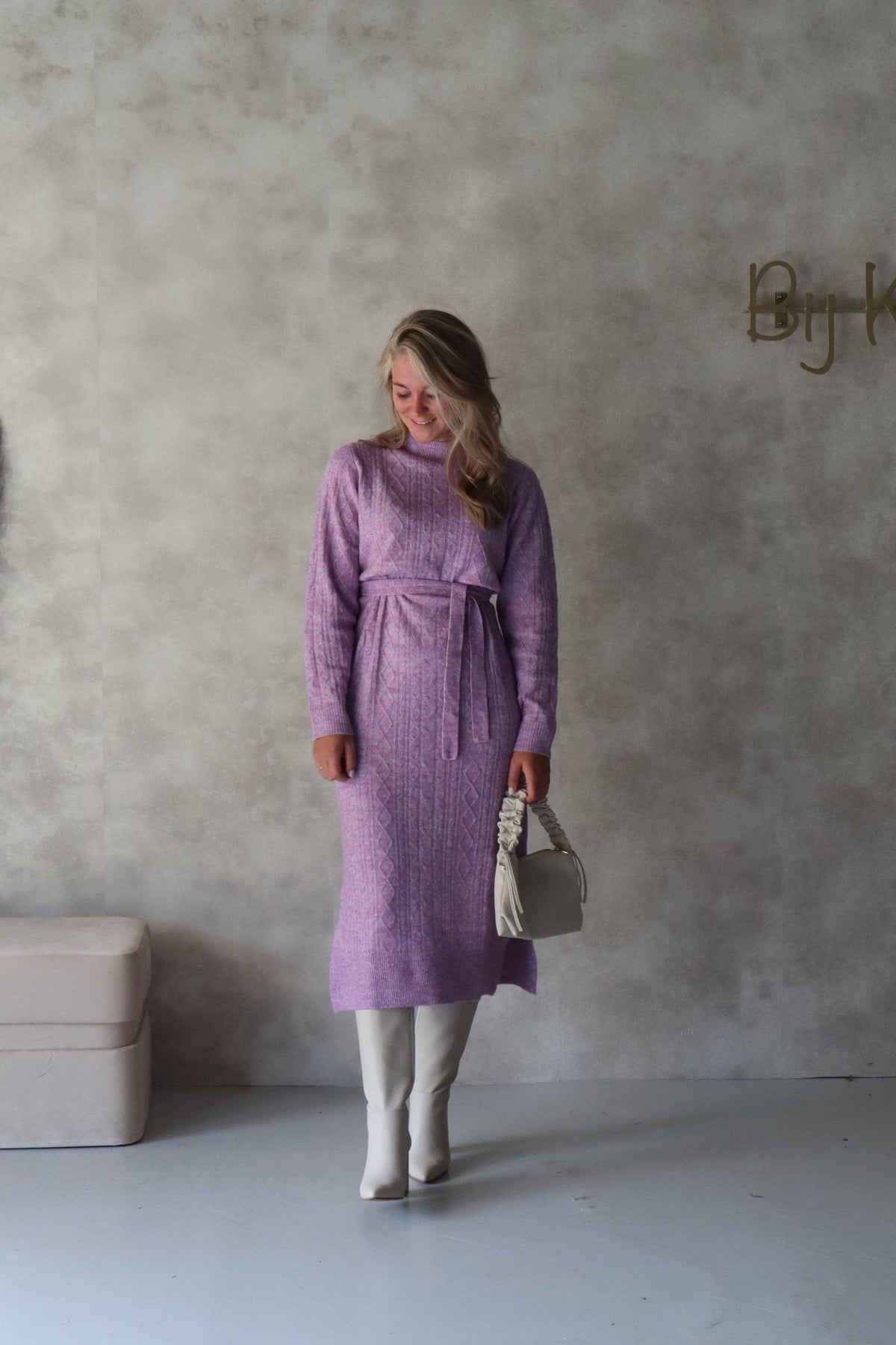 Knit dress lilac SL - Bij Keesje