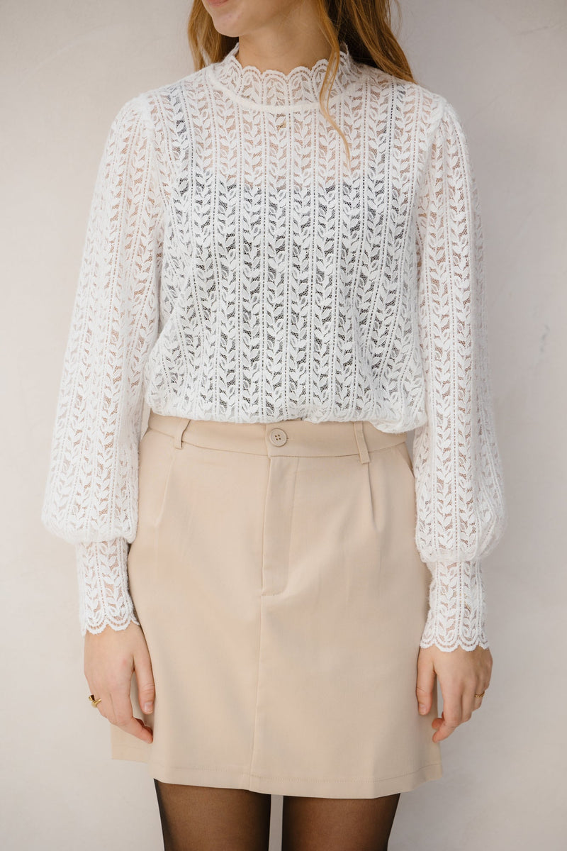 Lace blouse top white 9022 - Bij Keesje - Bij Keesje