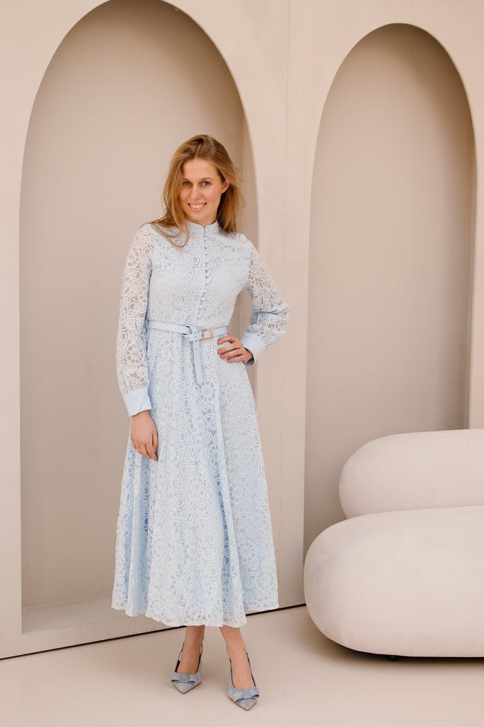 Lace dress blue long - Bij Keesje - Bij Keesje