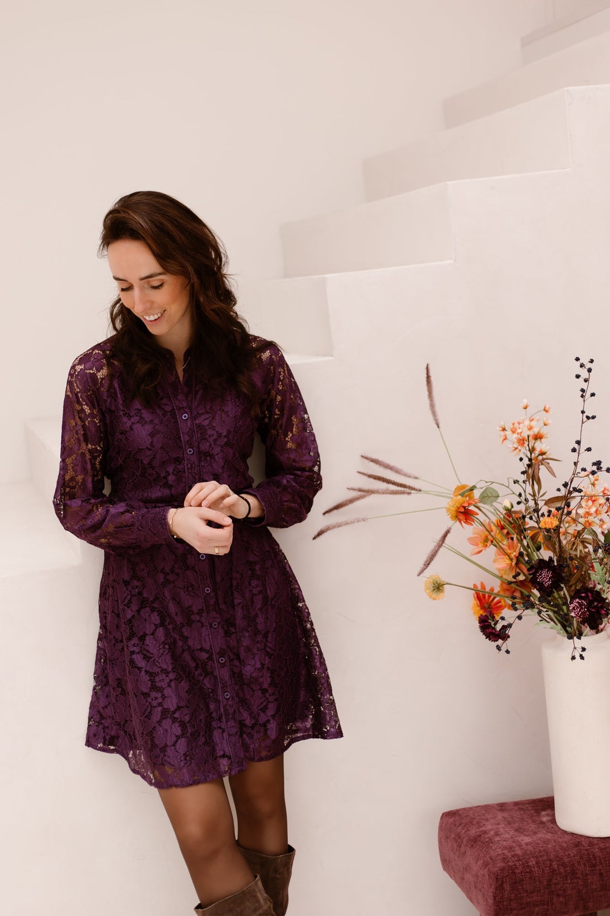 Lace dress purple - Bij Keesje - Bij Keesje