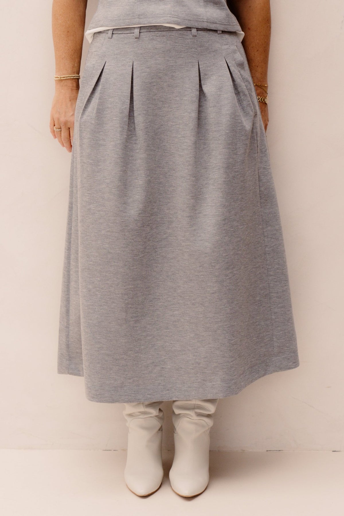 LanceCC Pleat Skirt Grey - Melange - Bij Keesje - Co'couture - Rokken