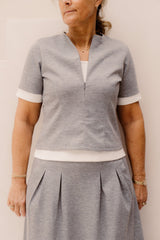 LanceCC Zipper Tee Grey - Melange - Bij Keesje - Co'couture - Top
