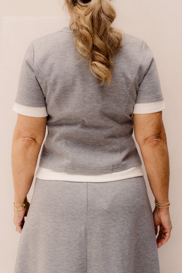 LanceCC Zipper Tee Grey - Melange - Bij Keesje - Co'couture - Top