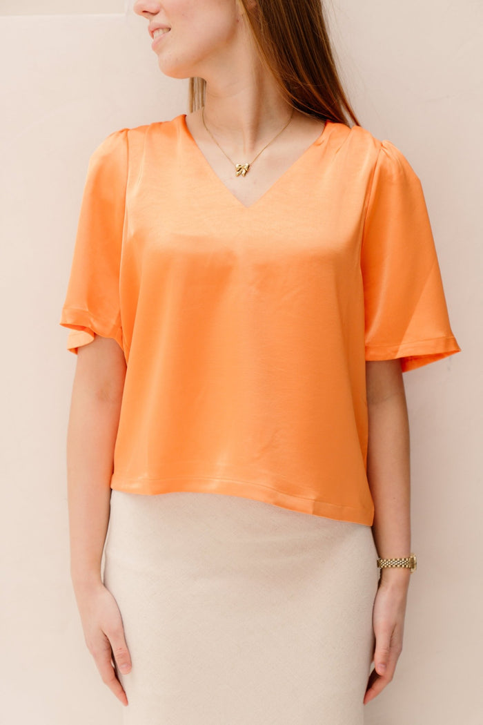Largo heavy sateen blouse orange - Bij Keesje - Neo Noir - Blouse
