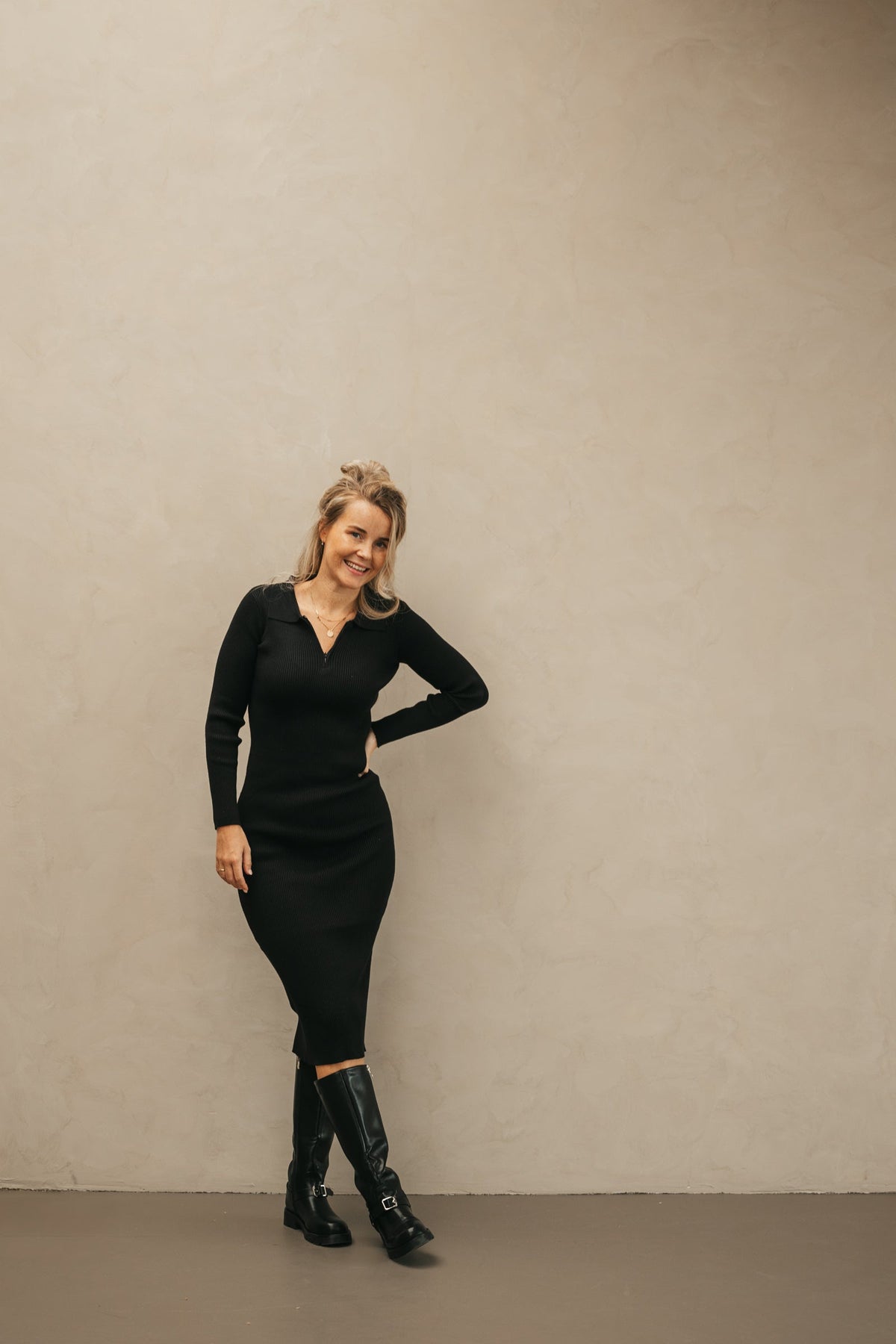 Laurelle dress long sleeve black - Bij Keesje