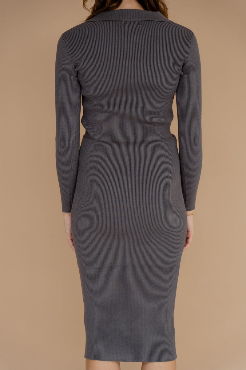 Laurelle dress long sleeve grey - Bij Keesje