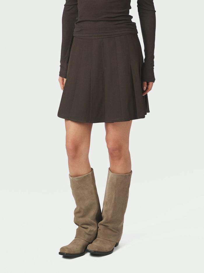 Laurina structure skirt dark brown - Bij Keesje - Neo Noir - Rok
