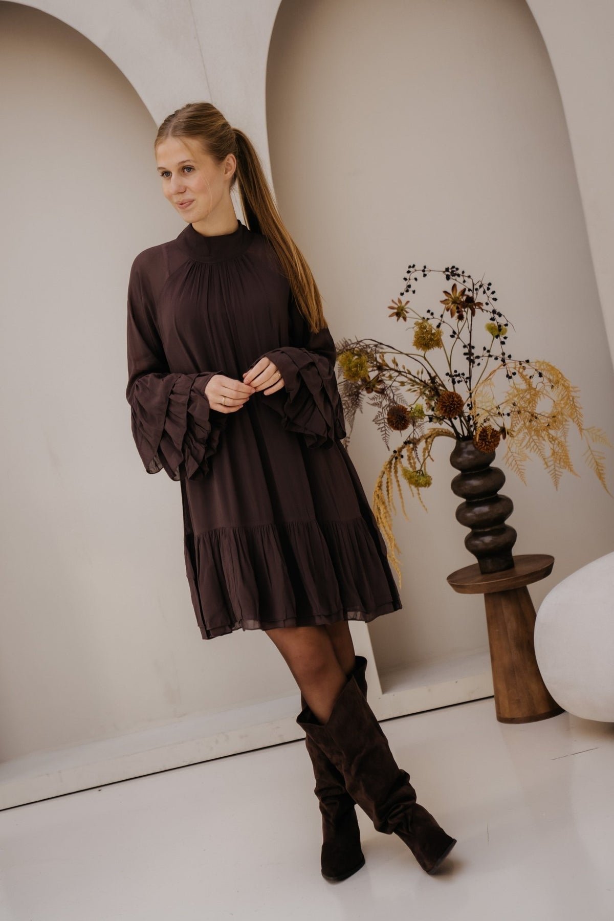 Lavanna dress chocolate - Bij Keesje - Noella - Jurk