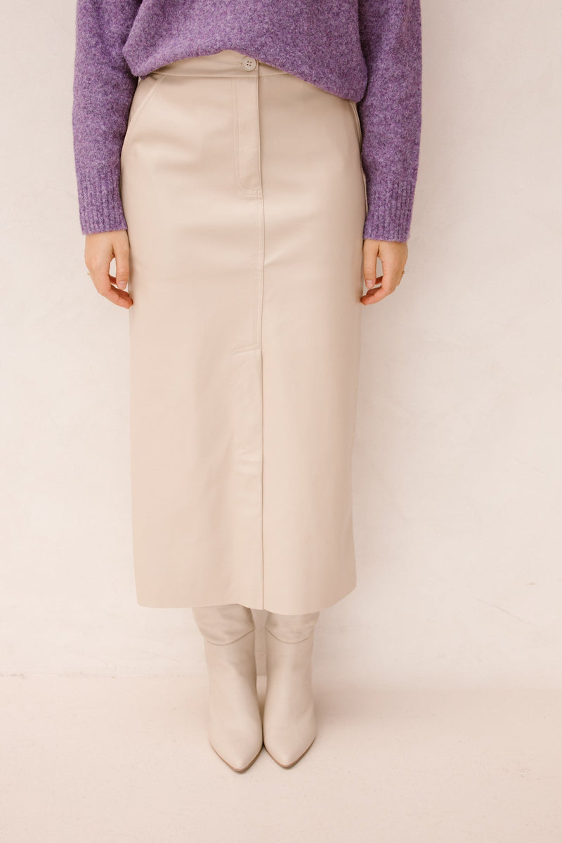 Leather look skirt beige - Bij Keesje - Bij Keesje