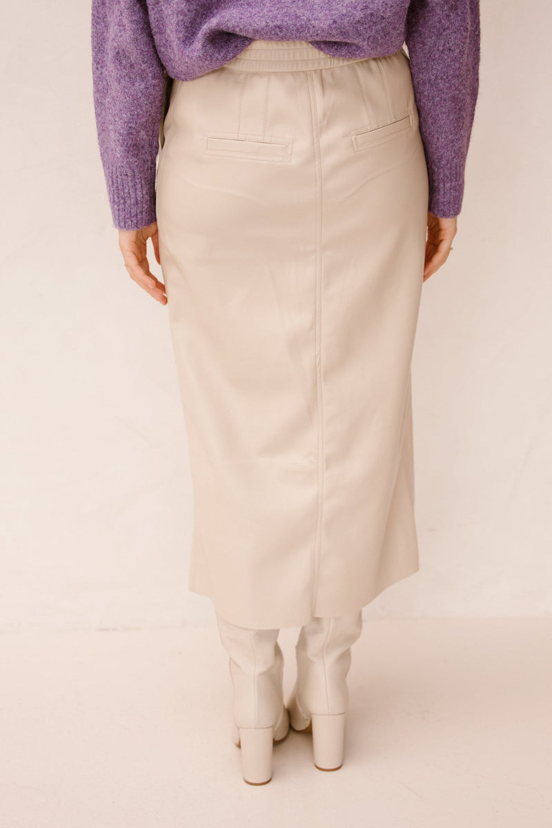 Leather look skirt beige - Bij Keesje - Bij Keesje
