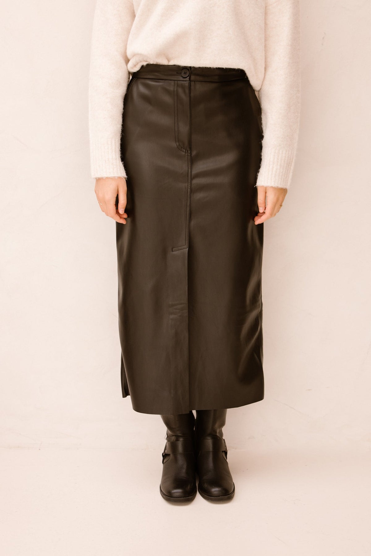 Leather look skirt black - Bij Keesje - Bij Keesje