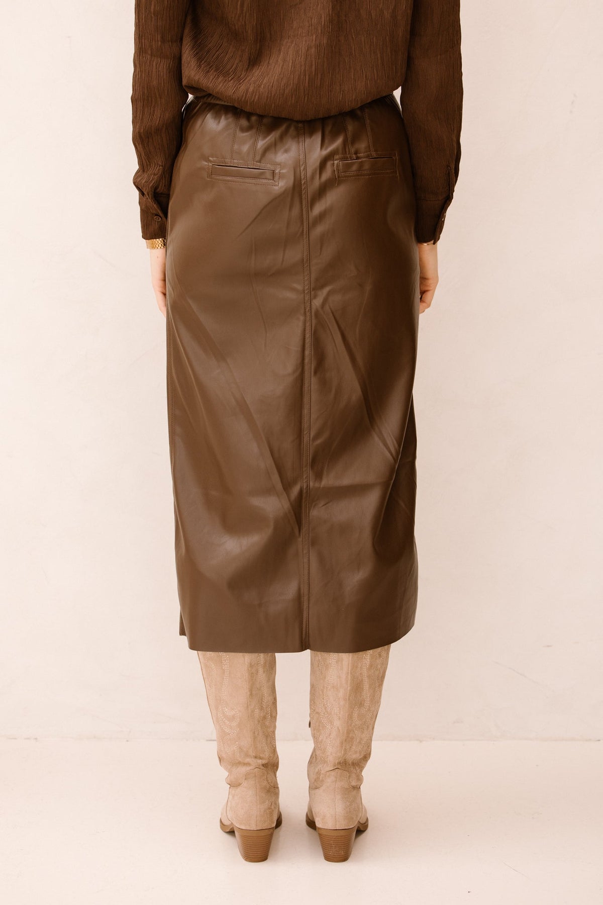 Leather look skirt brown - Bij Keesje - Bij Keesje