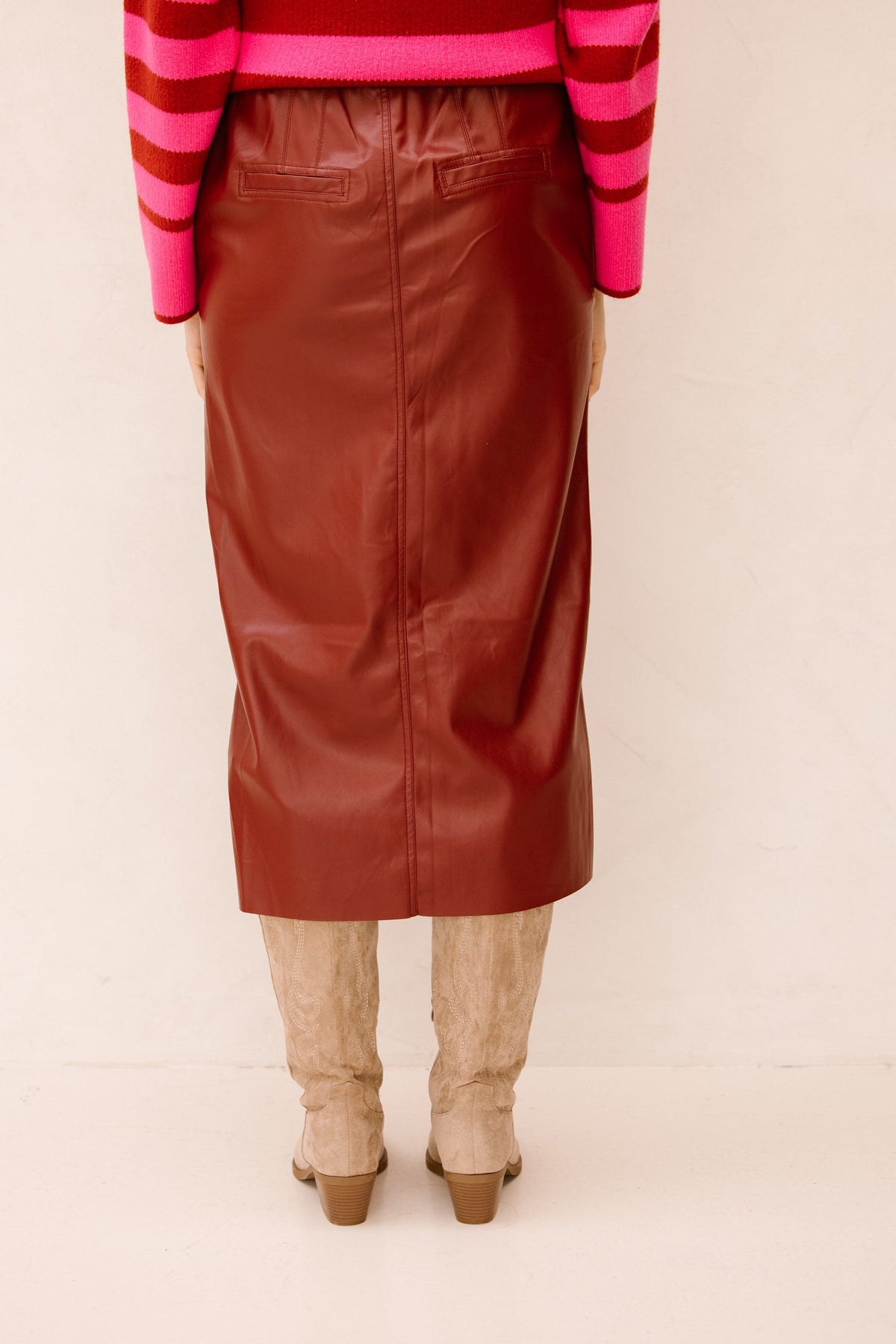 Leather look skirt red - Bij Keesje - Bij Keesje