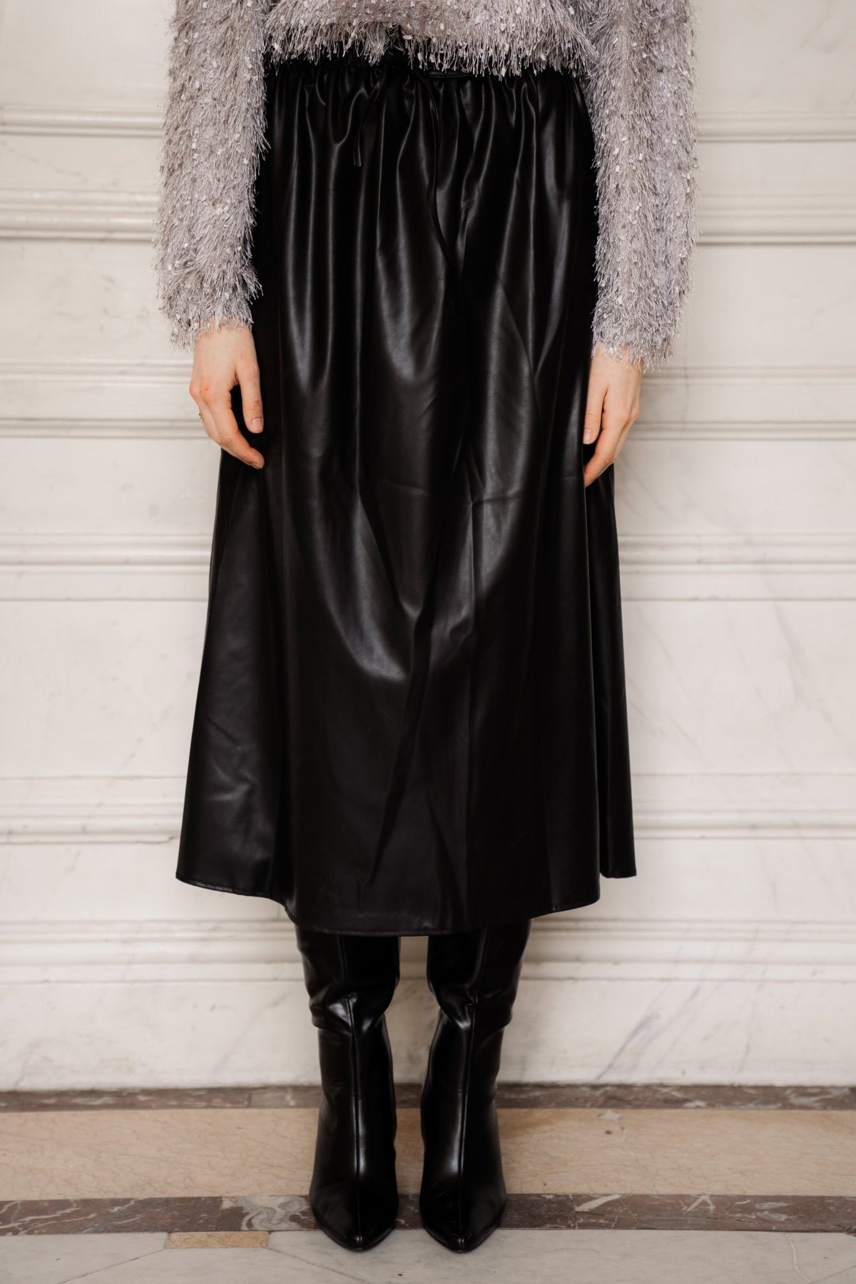 Leatherlook a - line skirt black - Bij Keesje - Bij Keesje