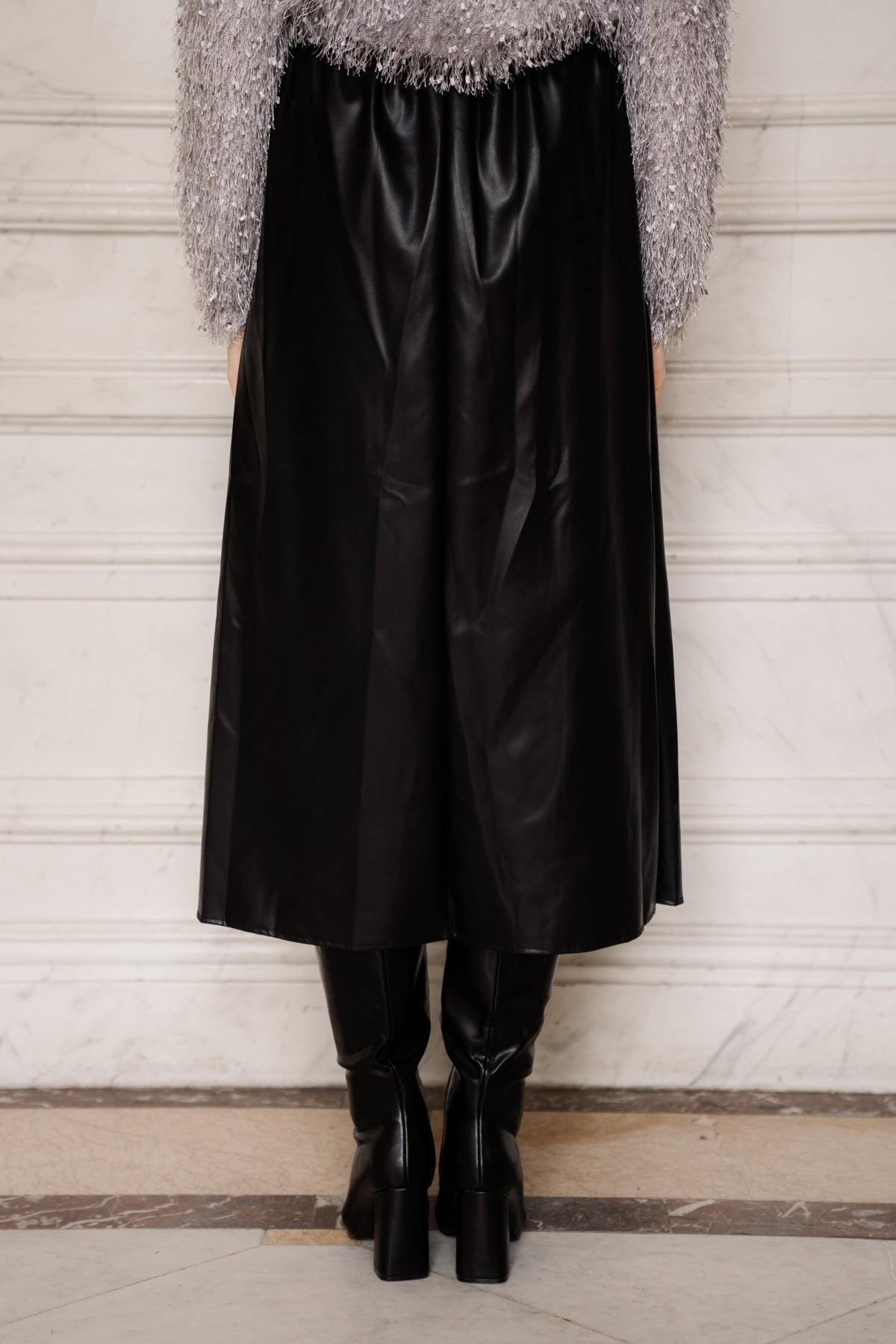 Leatherlook a - line skirt black - Bij Keesje - Bij Keesje