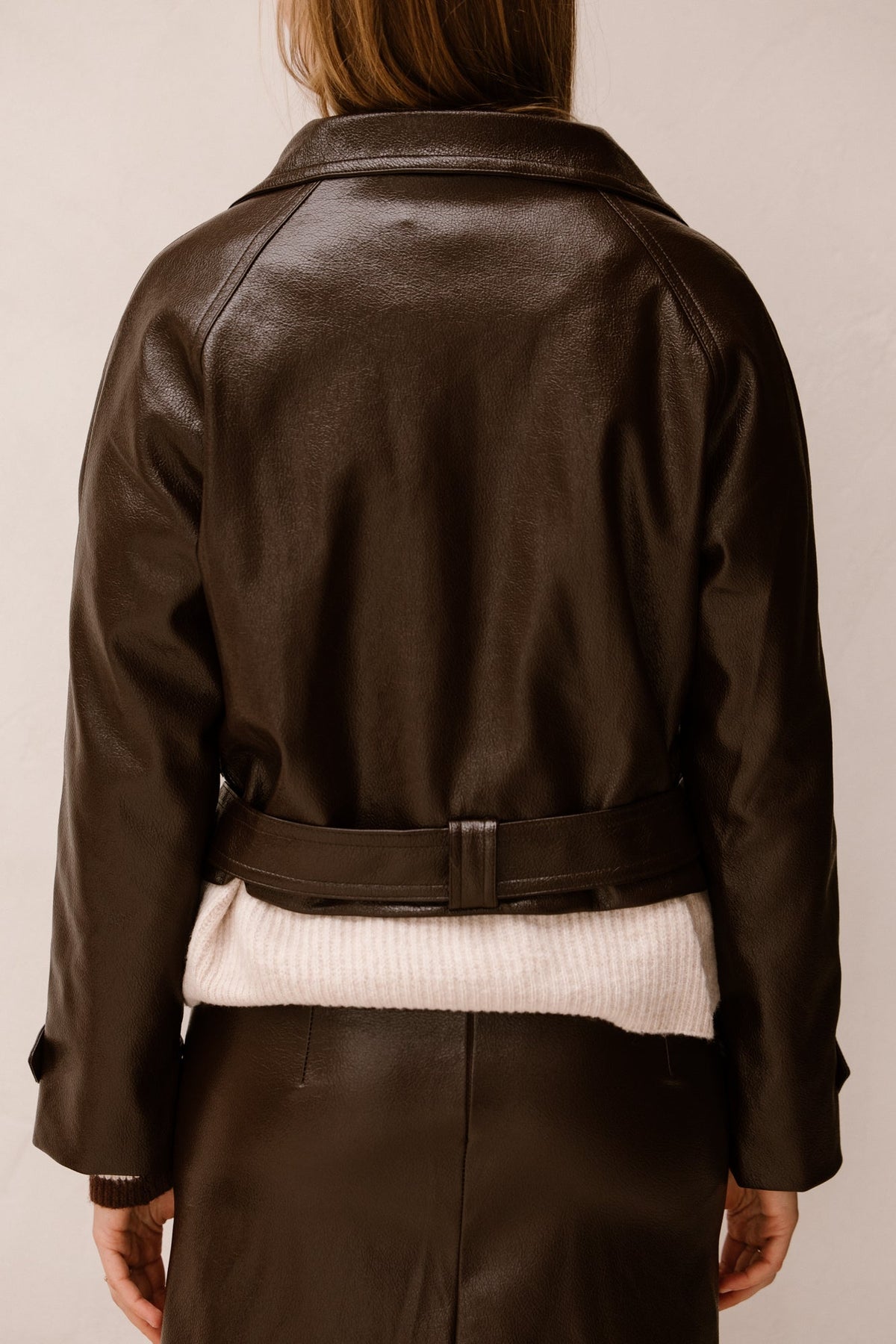 Leatherlook jacket Brown oversized - Bij Keesje - Bij Keesje