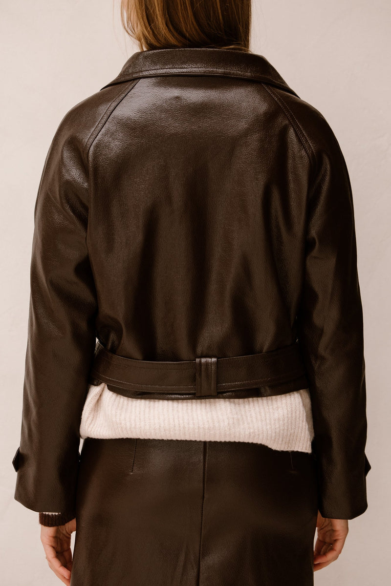 Leatherlook jacket Brown oversized - Bij Keesje - Bij Keesje