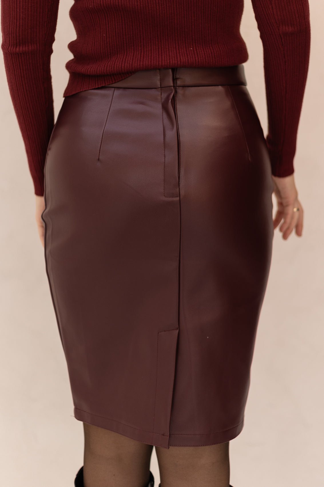 Leatherlook skirt bordeaux - Bij Keesje - Bij Keesje