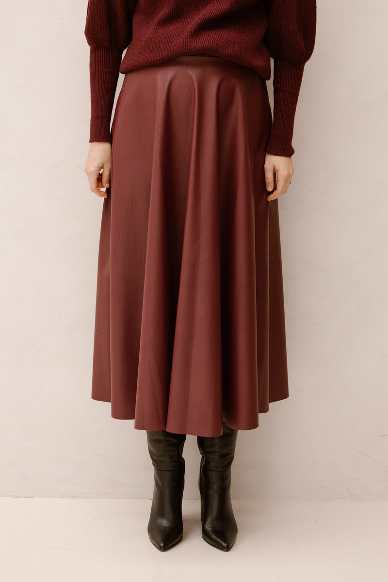 Leatherlook skirt burgundy - Bij Keesje - Bij Keesje