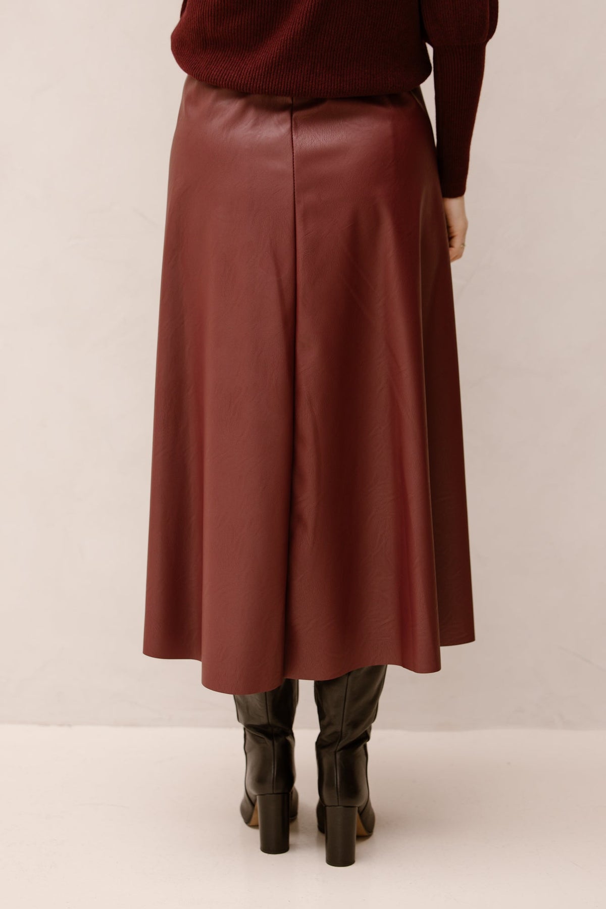 Leatherlook skirt burgundy - Bij Keesje - Bij Keesje