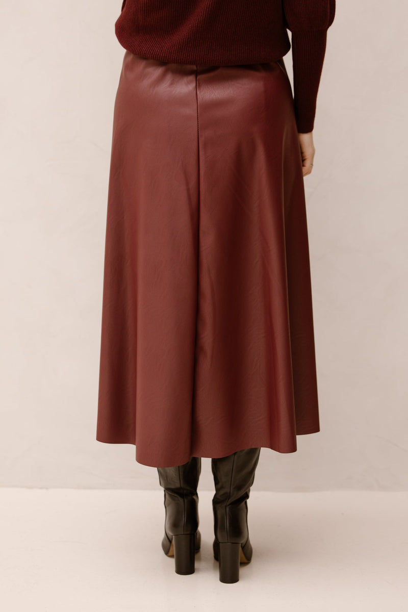 Leatherlook skirt burgundy - Bij Keesje - Bij Keesje