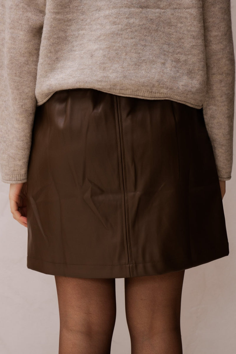 Leatherlook skirt short brown - Bij Keesje - Bij Keesje