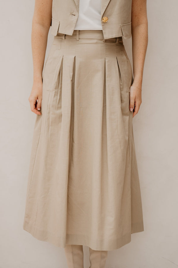 LeilaCC Anya Pleat Skirt Bisquit - Bij Keesje - Co'couture - Rokken