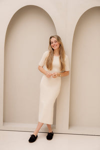 Lena bodycon dress beige - Bij Keesje - Bij Keesje - Jurk