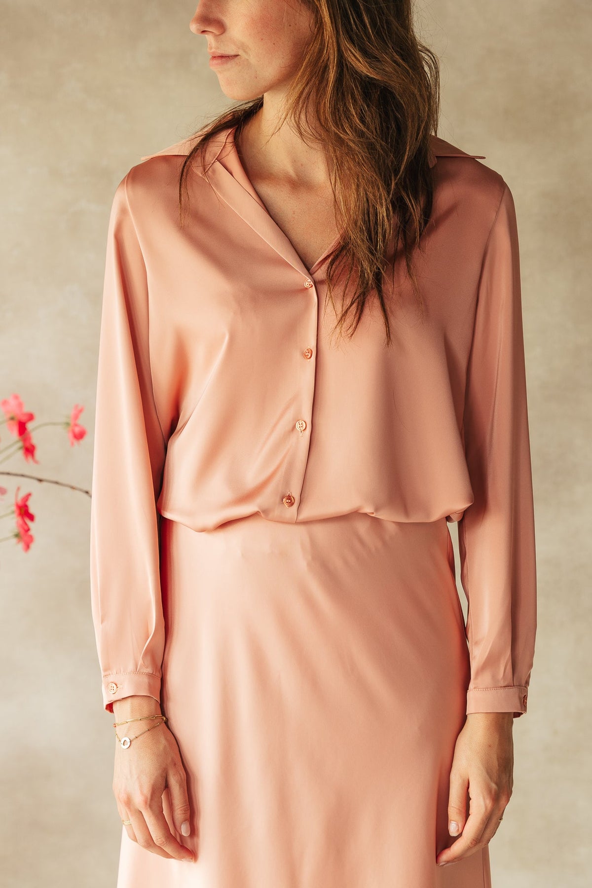 Leonie blouse dark peach - Bij Keesje