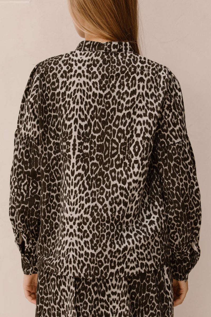 Leopard denim blouse 93211 - Bij Keesje - Bij Keesje