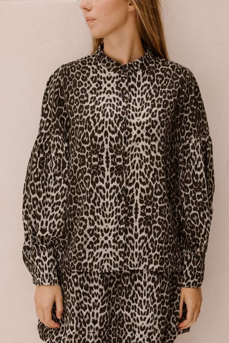 Leopard denim blouse 93211 - Bij Keesje - Bij Keesje