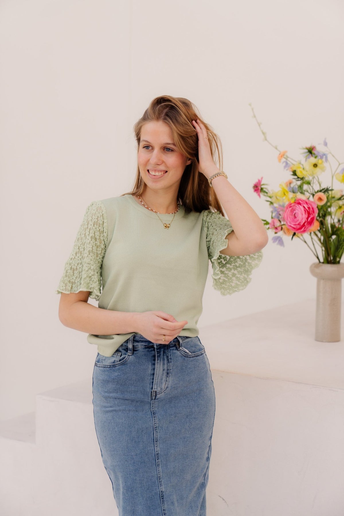 Lieke top green - Bij Keesje - Bij Keesje - top