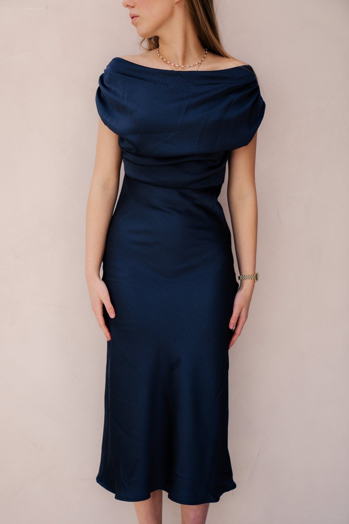 Lilith Heavy Sateen Dress Midnight Blue - Bij Keesje - Neo Noir - Jurk