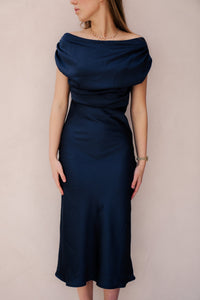 Lilith Heavy Sateen Dress Midnight Blue - Bij Keesje - Neo Noir - Jurk