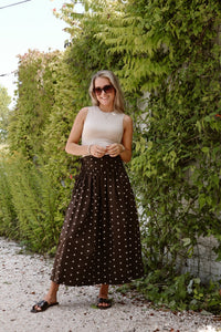 Lillie Dot Skirt Dark Brown - Bij Keesje - Neo Noir - Rokken