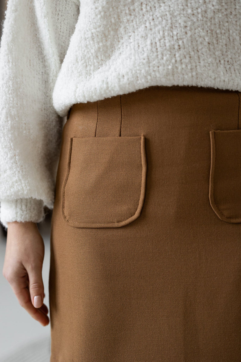 Linde pocket skirt camel - Bij Keesje