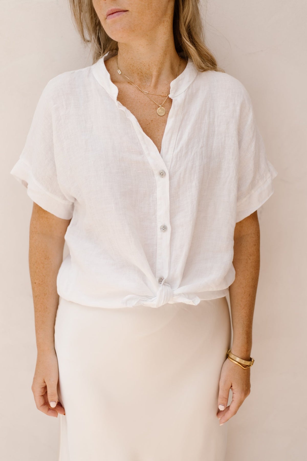 Linnen blouse white - Bij Keesje - Bij Keesje - Jurk
