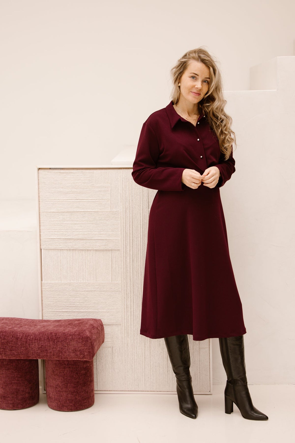 Liverpool dress burgundy - Bij Keesje - Amelie & Amelie