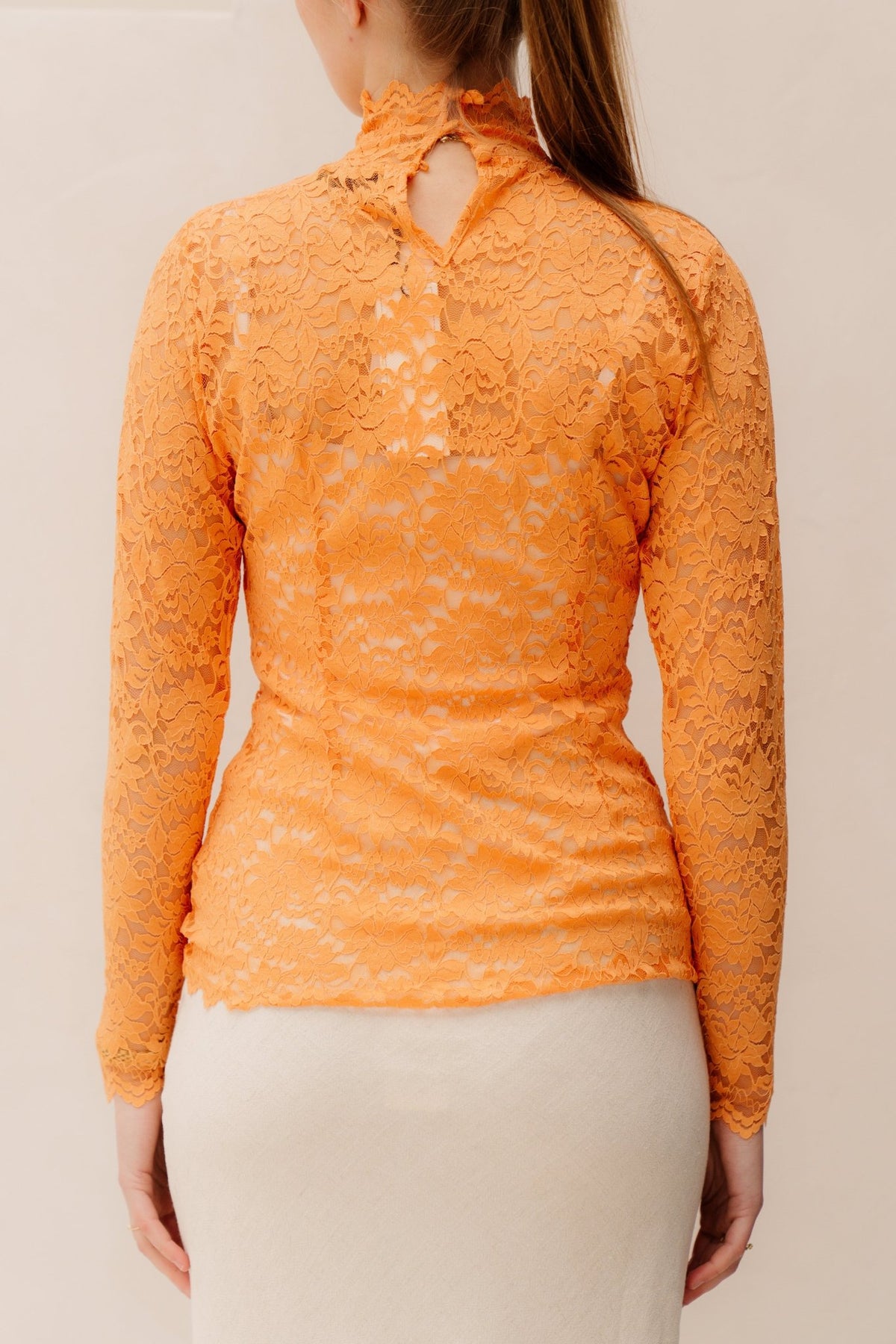 Liza lace flower blouse orange - Bij Keesje - Neo Noir - Top