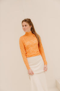 Liza lace flower blouse orange - Bij Keesje - Neo Noir - Top