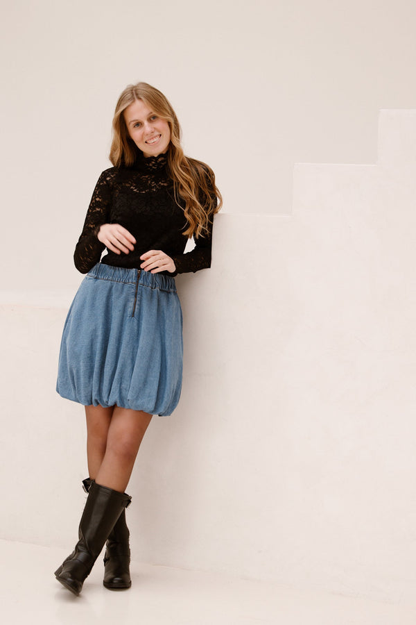 Liza laceflower blouse black - Bij Keesje - Neo Noir