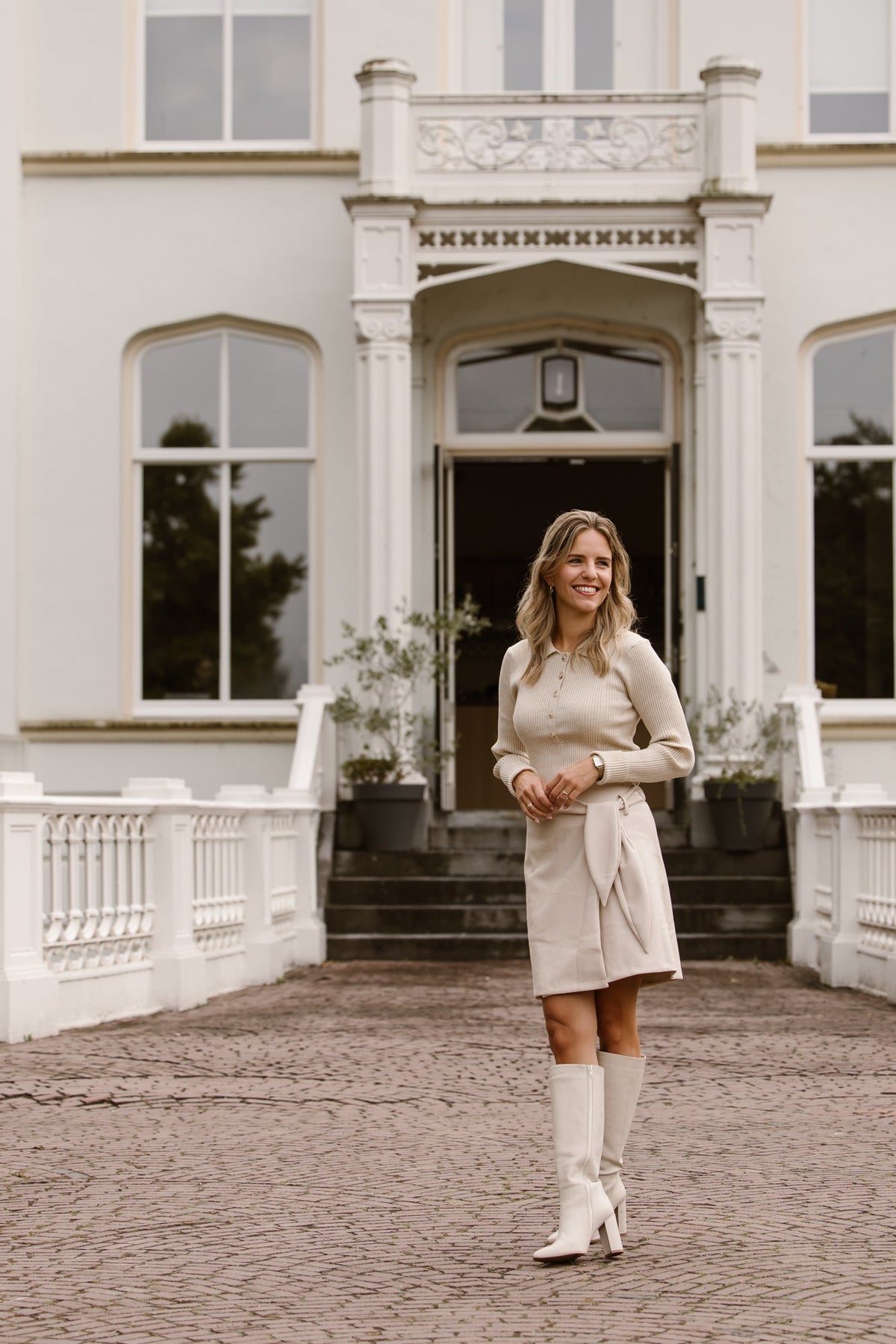 Lizzy polo top long sleeve beige - Bij Keesje - Bij Keesje The Label