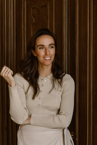 Lizzy polo top long sleeve beige - Bij Keesje - Bij Keesje The Label