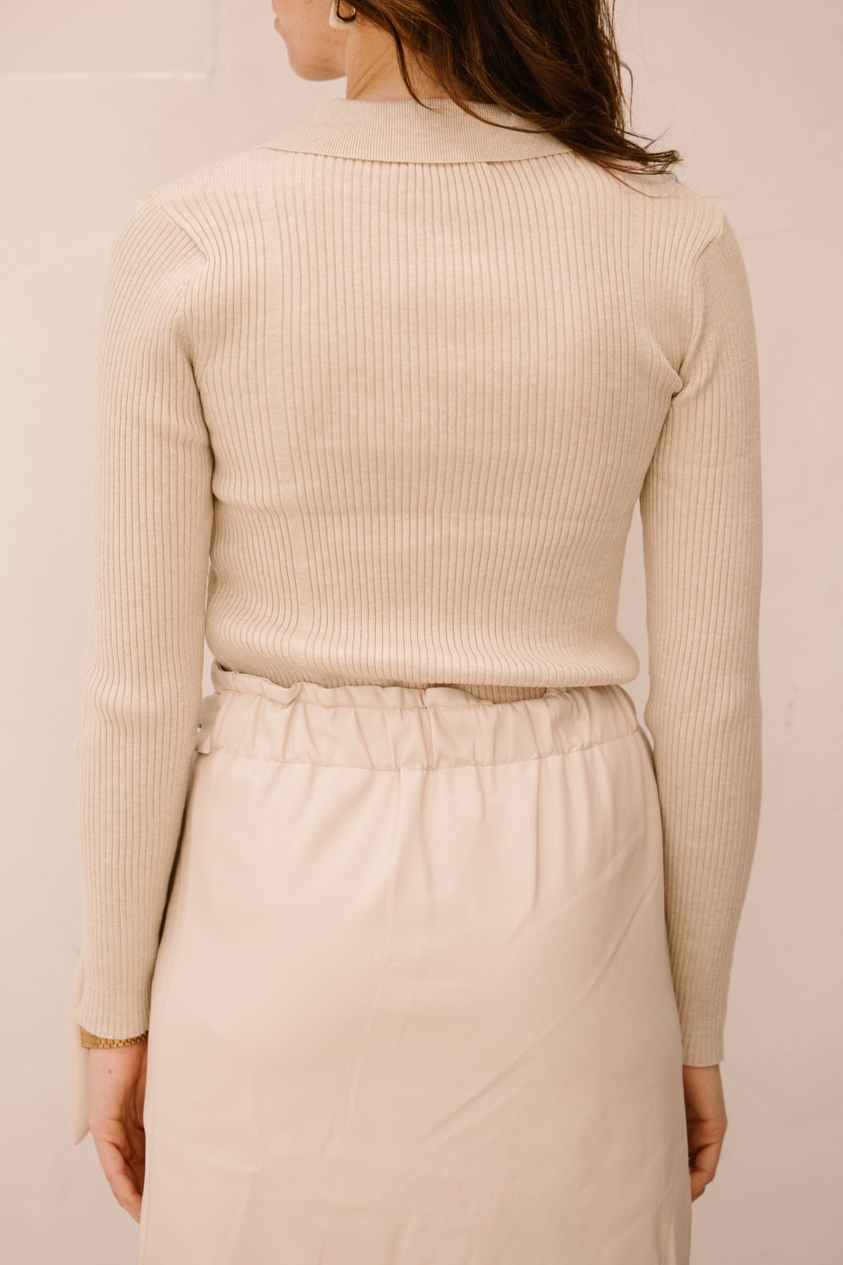Lizzy polo top long sleeve beige - Bij Keesje - Bij Keesje The Label