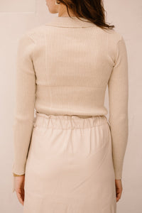 Lizzy polo top long sleeve beige - Bij Keesje - Bij Keesje The Label