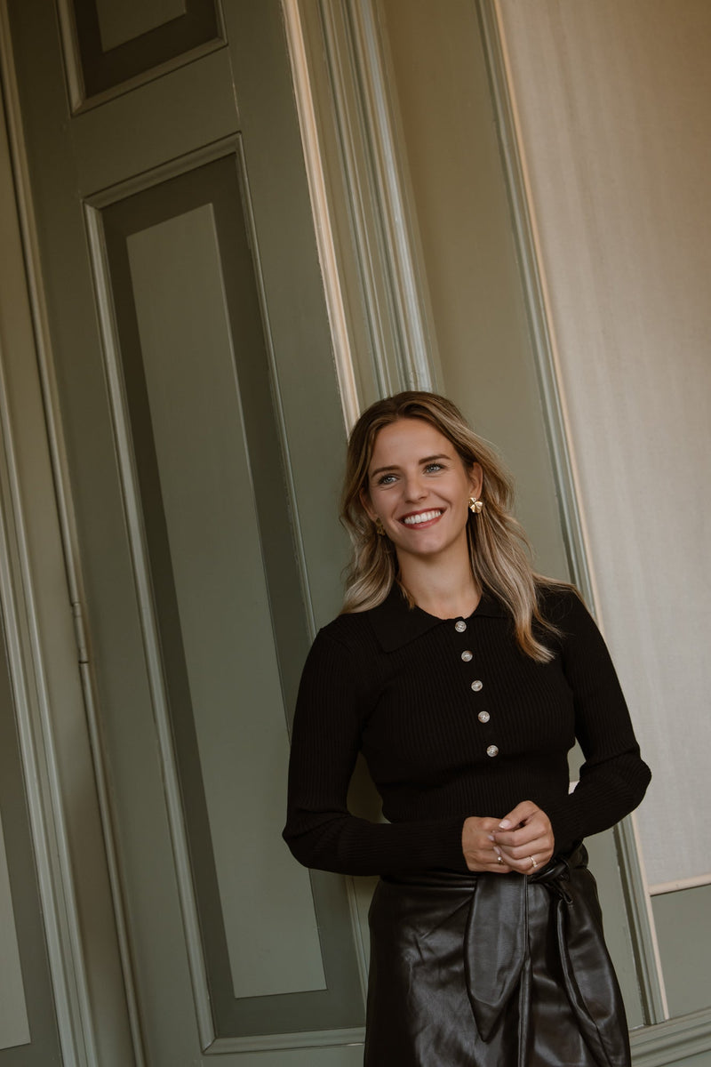 Lizzy polo top long sleeve black - Bij Keesje - Bij Keesje The Label