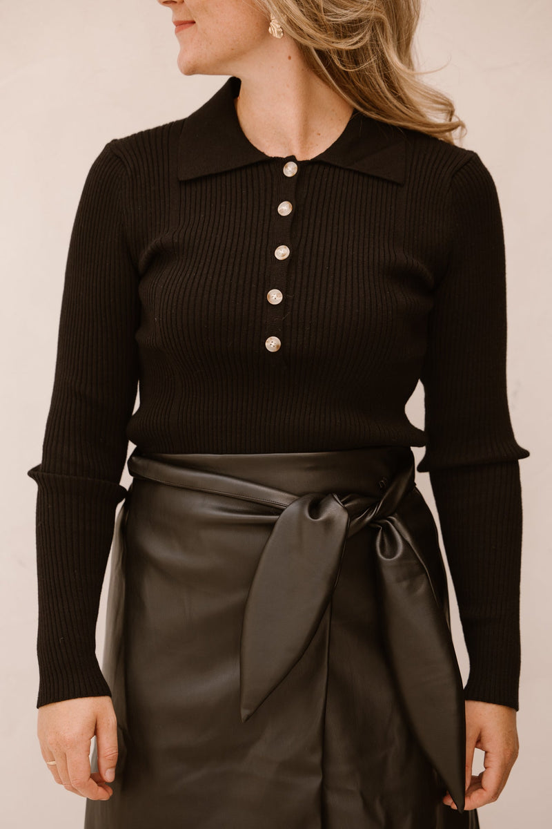 Lizzy polo top long sleeve black - Bij Keesje - Bij Keesje The Label