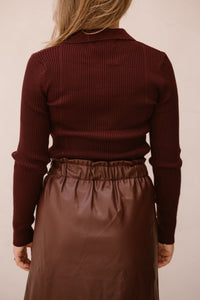 Lizzy polo top long sleeve bordeaux - Bij Keesje - Bij Keesje The Label